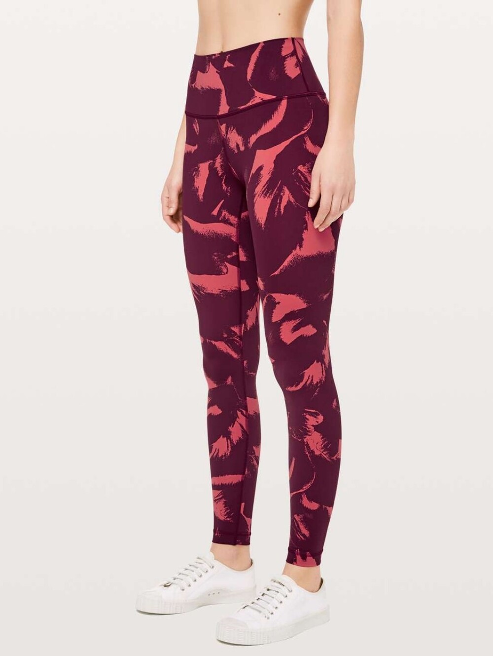 Lululemon Wunder Under Maroon Red Printed High Rise Nulux Tight Leggings